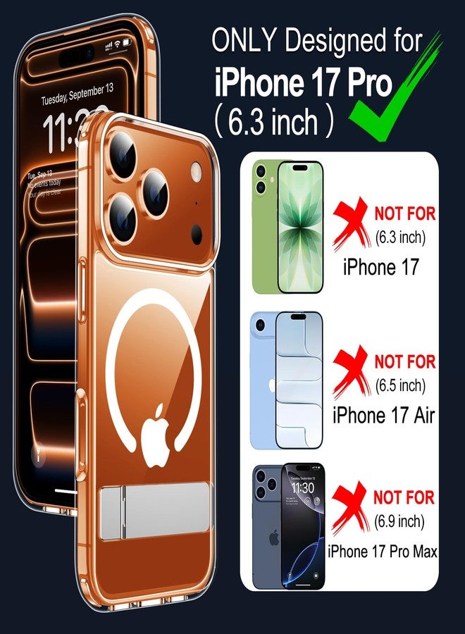 جراب xiwxi لهاتف iPhone 17 Pro مع مسند، [متوافق مع Magsafe] [واقي شاشة واحد]، حماية فائقة ومقاومة للاصفرار، جراب مغناطيسي لهاتف iPhone 17 Pro، شفاف - Image 2
