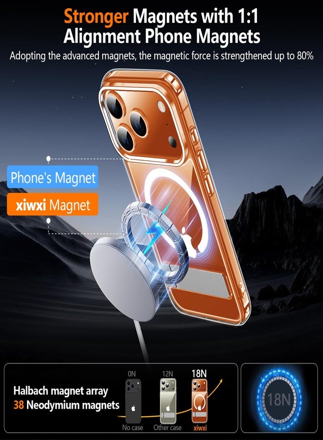 جراب xiwxi لهاتف iPhone 17 Pro مع مسند، [متوافق مع Magsafe] [واقي شاشة واحد]، حماية فائقة ومقاومة للاصفرار، جراب مغناطيسي لهاتف iPhone 17 Pro، شفاف - Image 5