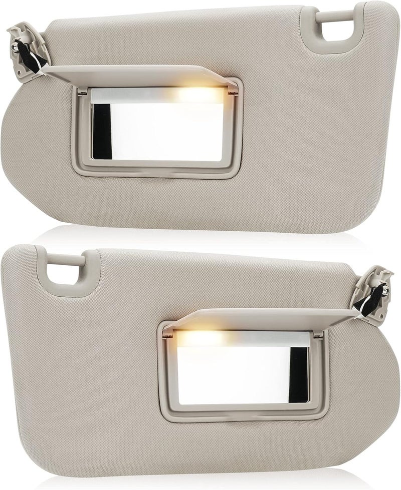 ILONPA Beige Driver Left + Passenger Right Side Sun Visor Replacement Compatible with Nissan Pathfinder 2013-2018, Infiniti QX60 2014-2017, Infiniti JX35 2013 Replace 96401-9PB0A, 96400-9PB0A Gulf market trial optimized design - Image 1