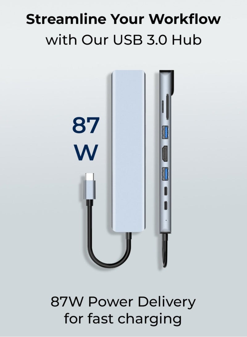 glassology 8 in 1 USB C Hub Dual Type C Ports 4K HDMI Output High Speed USB 3.0 SD TF Card Reader Ethernet and Audio Ports Compact Durable and Universally Compatible for Seamless Connectivity on the Go - Image 4