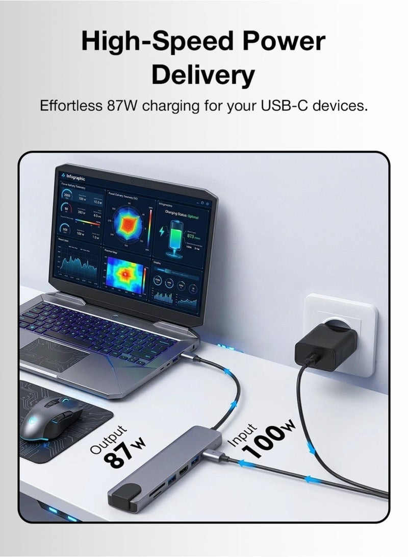 glassology 8 in 1 USB C Hub Dual Type C Ports 4K HDMI Output High Speed USB 3.0 SD TF Card Reader Ethernet and Audio Ports Compact Durable and Universally Compatible for Seamless Connectivity on the Go - Image 2