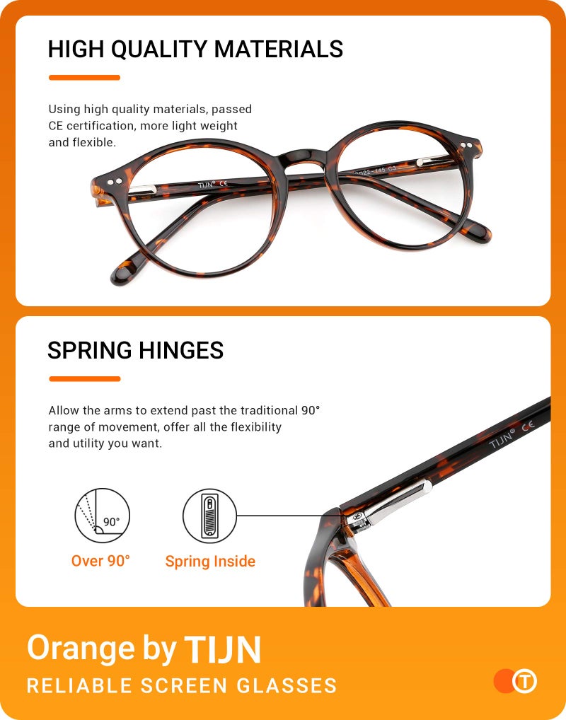 TIJN Blue Light Blocking Glasses,Vintage Round Frame Eyeglasses,Anti-Glare Computer Glasse,Screen Fatigue & UV Protection - Image 5