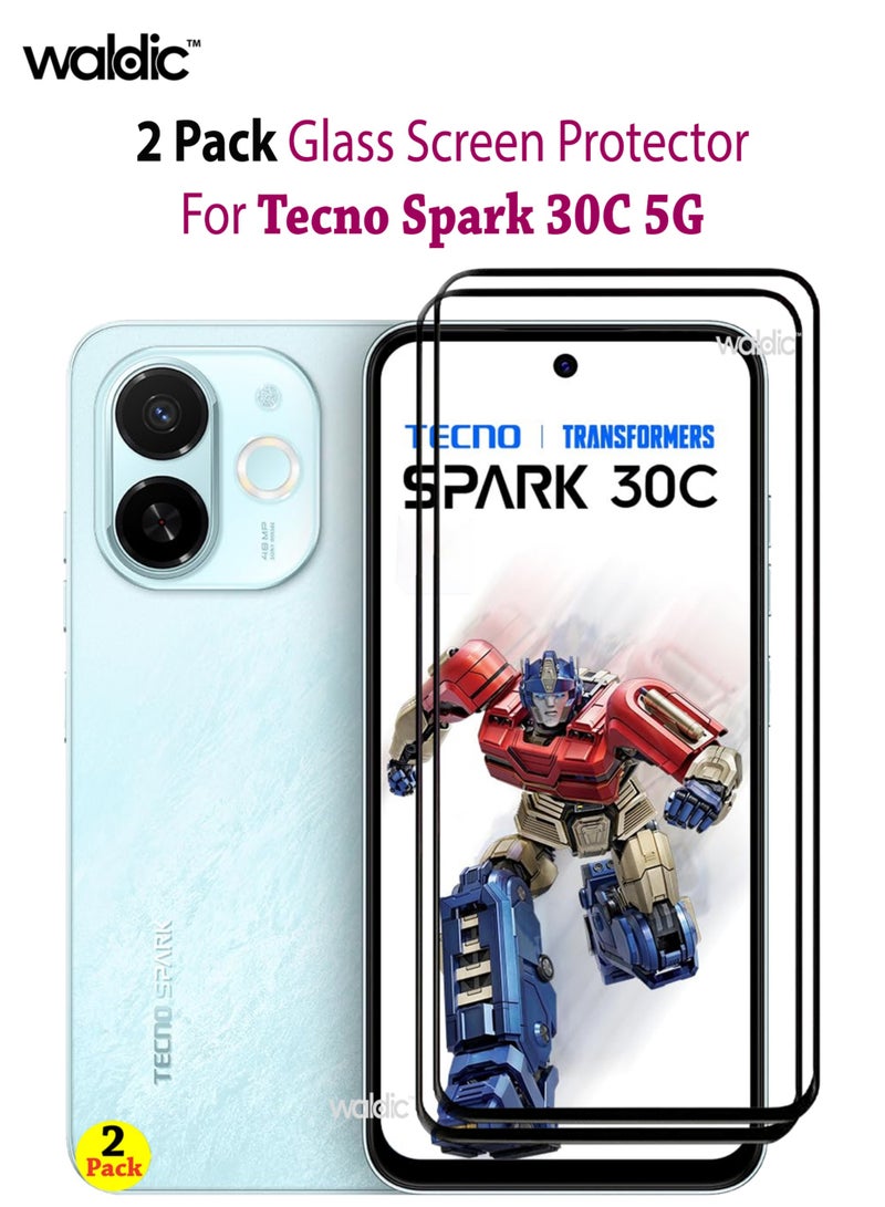 ولديك عبوتان من واقي الشاشة لـ Tecno Spark 30C 5G | زجاج مقسى متوفر في حزمة كومبو متوافقة مع Tecno Spark 30C 5G | واقي شاشة عالي الجودة من الزجاج المقسى ومضاد للخدش من الحافة إلى الحافة مع مجموعة أدوات سهلة التركيب - أسود - Image 1