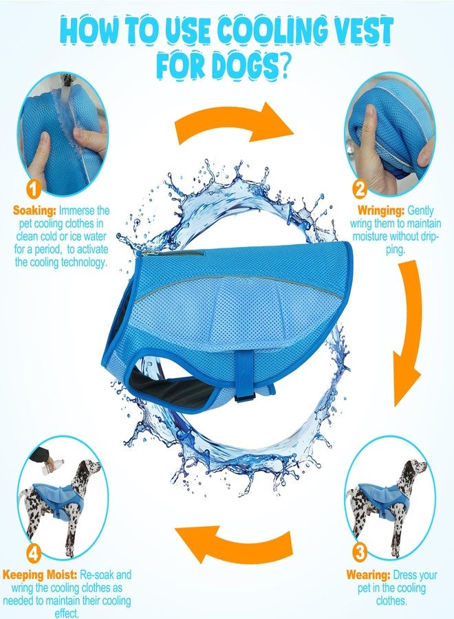 ROZKITCH Dog Cooling Vest, Dog Harness Cooler Jacket with Zipper Opening, Lightweight Evaporative Cooling Vests in Summer Hot Weather Outdoor Hiking Walking Camping Training Hunting Blue L - Image 4