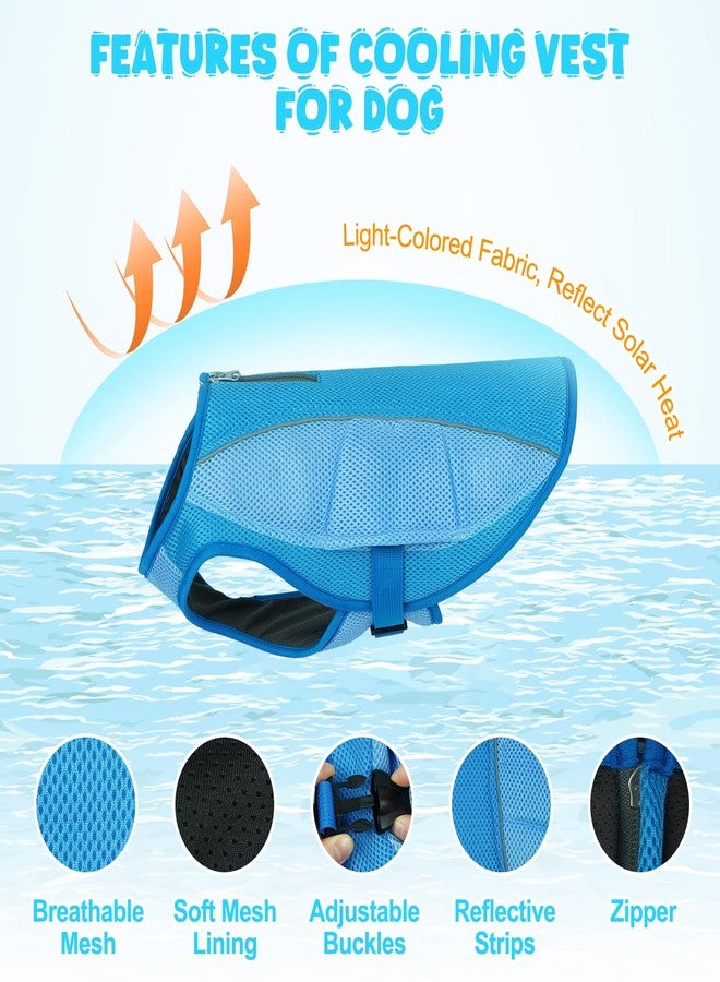 ROZKITCH Dog Cooling Vest, Dog Harness Cooler Jacket with Zipper Opening, Lightweight Evaporative Cooling Vests in Summer Hot Weather Outdoor Hiking Walking Camping Training Hunting Blue L - Image 3