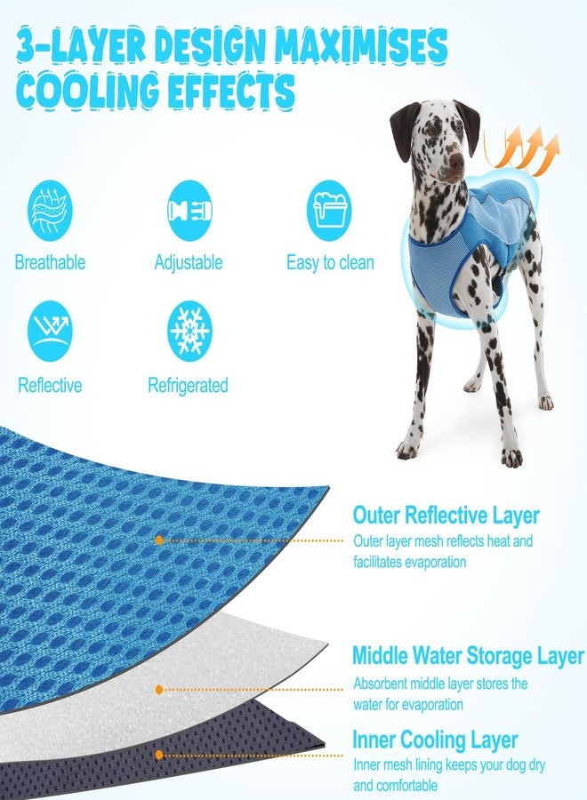 ROZKITCH Dog Cooling Vest, Dog Harness Cooler Jacket with Zipper Opening, Lightweight Evaporative Cooling Vests in Summer Hot Weather Outdoor Hiking Walking Camping Training Hunting Blue L - Image 2