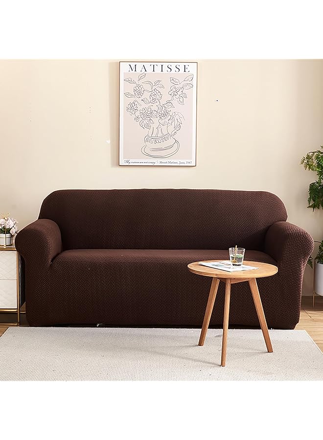 The Bros Sofa Cover 3 Seater Elastic Sofa Cover for Couch Sofa Covers Perfect 3 Seater Sofa Cover Stretchable Sofa Slipcover (3 Seater Sofa Cover, coffee) - Image 1