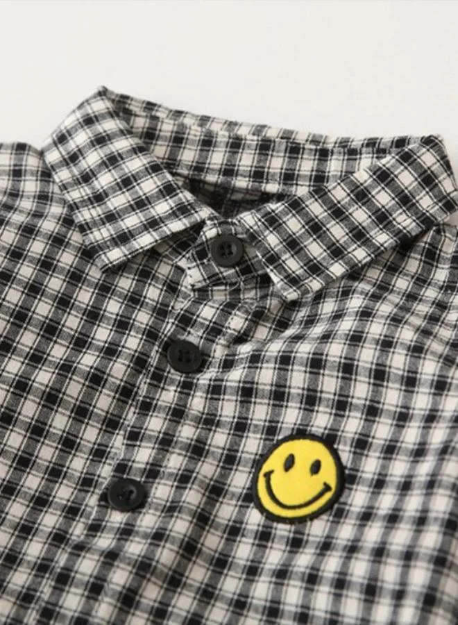 YUNIQEE Black Collared Long Sleeve Checkered Shirt
