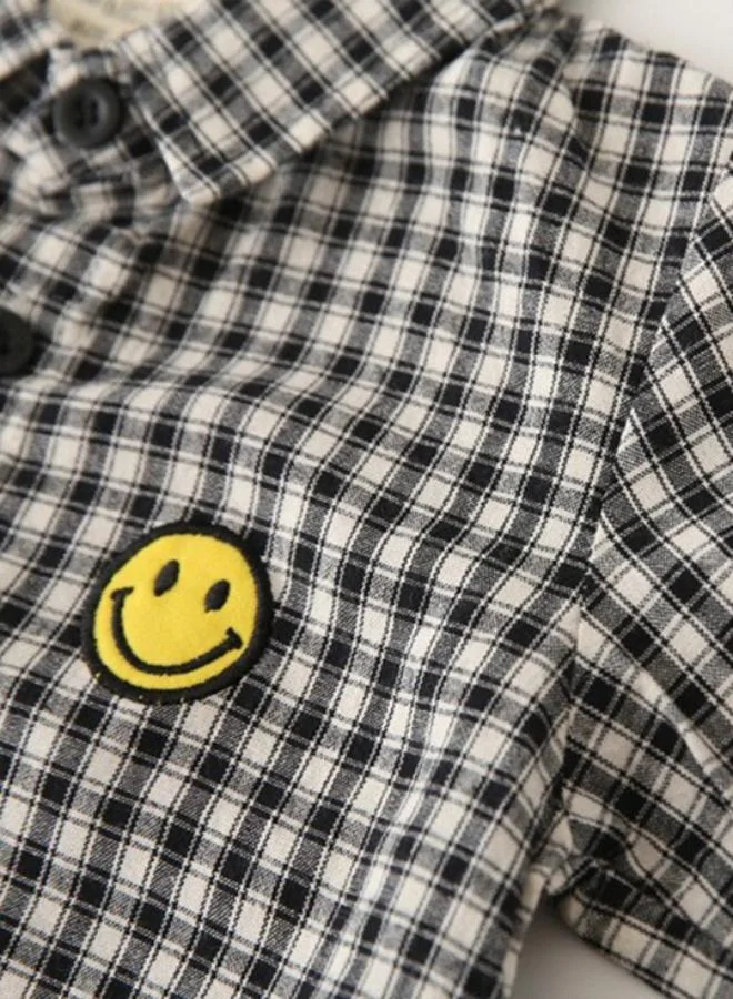 YUNIQEE Black Collared Long Sleeve Checkered Shirt