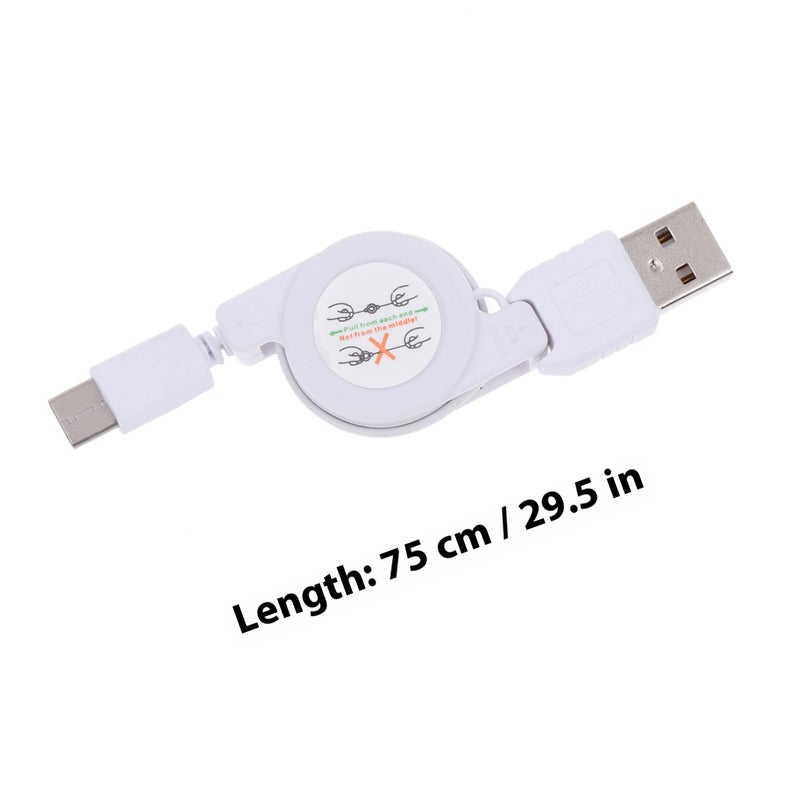 كابل شحن USB 3.1 قابل للسحب من النوع C، كابل شحن سريع محمول عالي السرعة لهواتف أندرويد (أبيض) - Image 2