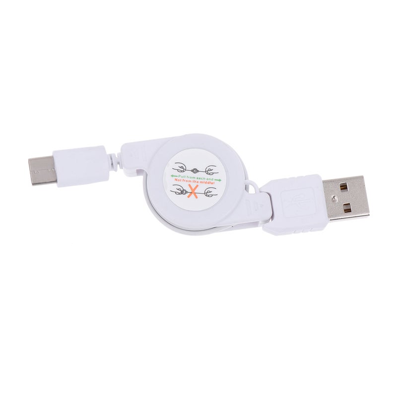 كابل شحن USB 3.1 قابل للسحب من النوع C، كابل شحن سريع محمول عالي السرعة لهواتف أندرويد (أبيض) - Image 1