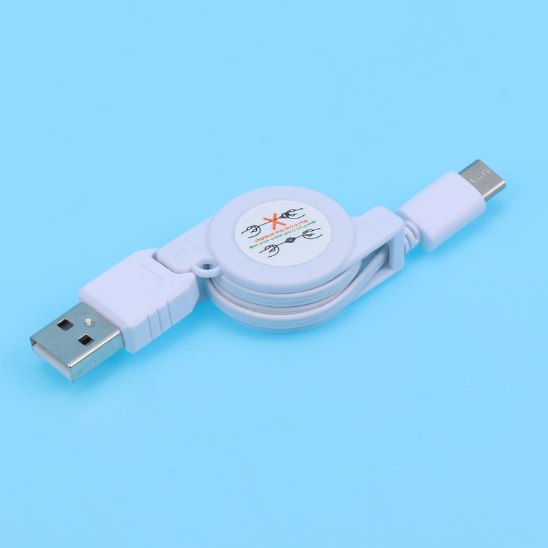 كابل شحن USB 3.1 قابل للسحب من النوع C، كابل شحن سريع محمول عالي السرعة لهواتف أندرويد (أبيض) - Image 4