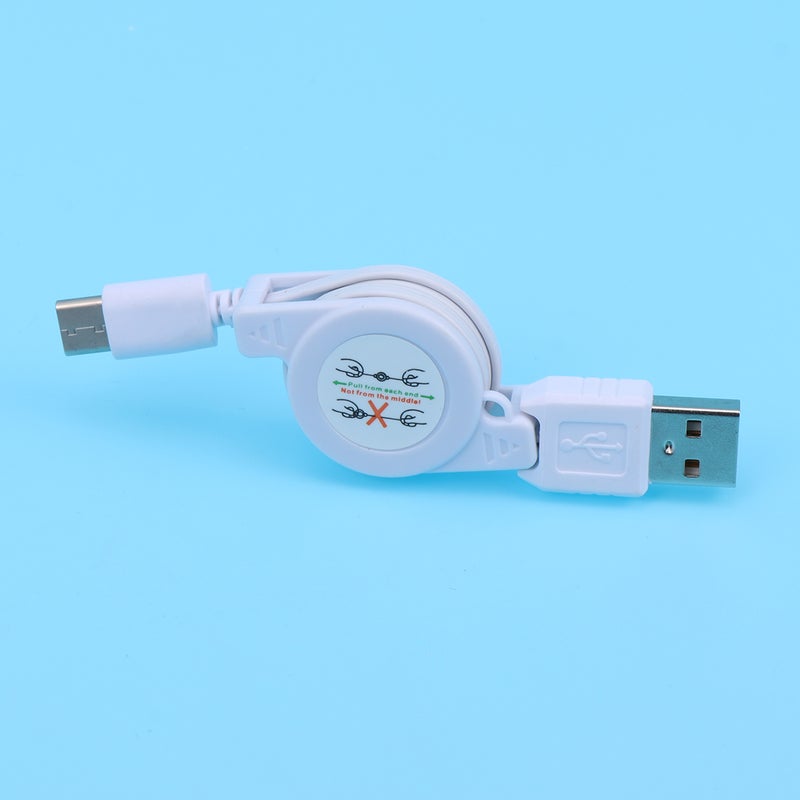 كابل شحن USB 3.1 قابل للسحب من النوع C، كابل شحن سريع محمول عالي السرعة لهواتف أندرويد (أبيض) - Image 5