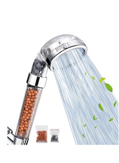 Shower Head Eco Power High Pressure Water Softener Filtered Handheld Showerhead with Spa like Ionic beads for Dry Skin Hair 3 Spray Settings Basic.