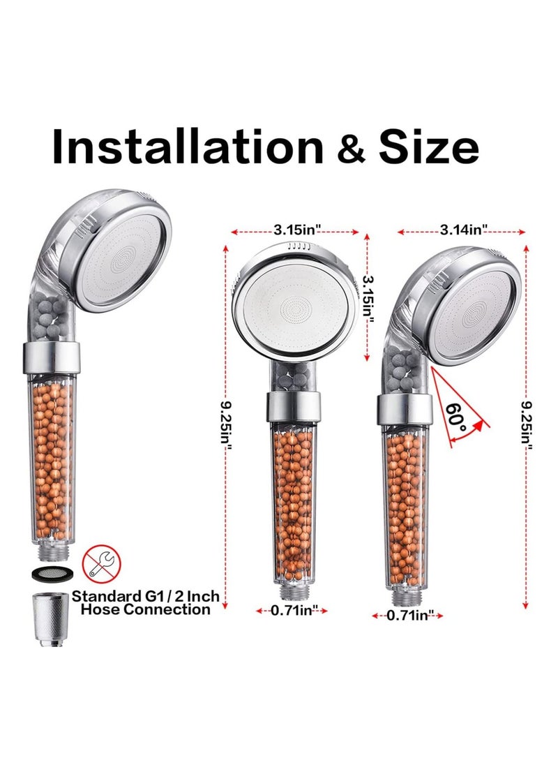 TYCOM - Shower Head Eco Power High Pressure Water Softener Filtered Handheld Showerhead with Spa like Ionic beads for Dry Skin Hair 3 Spray Settings Basic. - Image 1