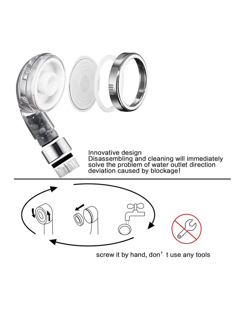 TYCOM - Shower Head Eco Power High Pressure Water Softener Filtered Handheld Showerhead with Spa like Ionic beads for Dry Skin Hair 3 Spray Settings Basic. - Image 1