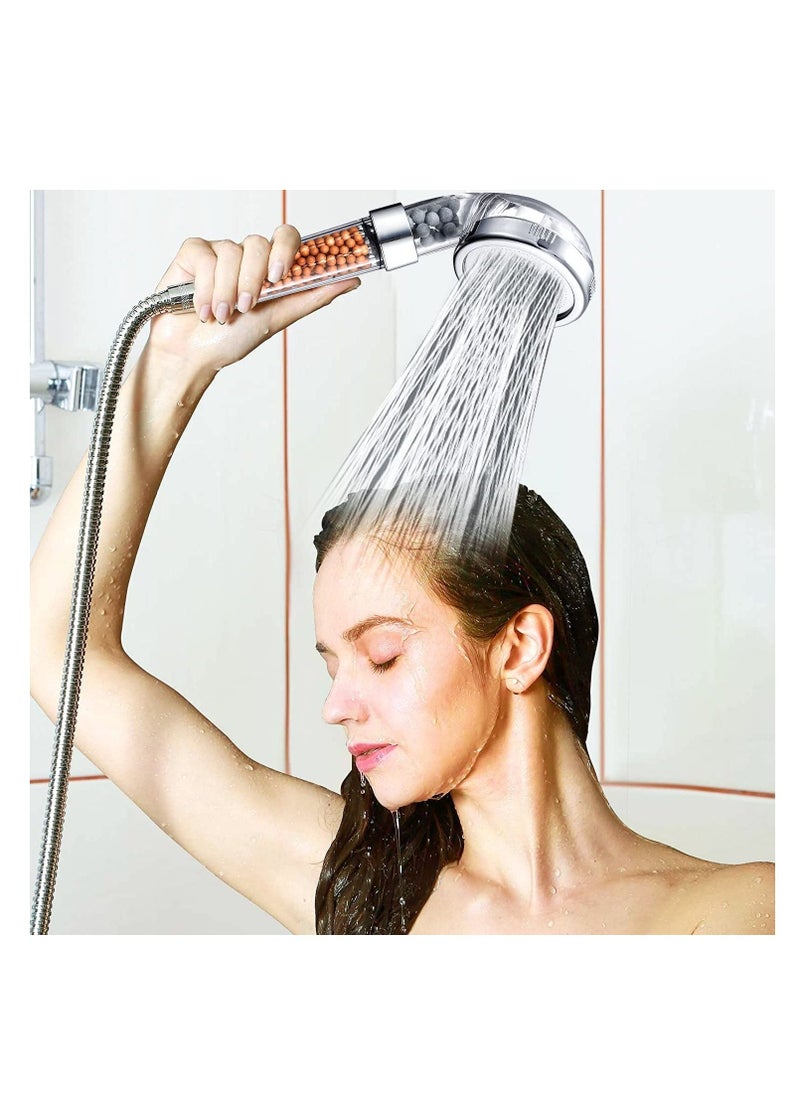 TYCOM - Shower Head Eco Power High Pressure Water Softener Filtered Handheld Showerhead with Spa like Ionic beads for Dry Skin Hair 3 Spray Settings Basic. - Image 1