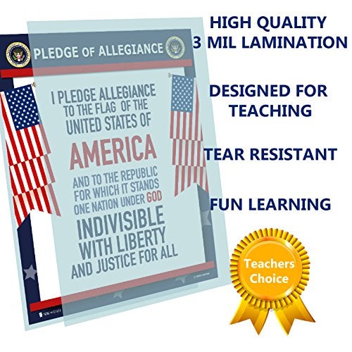 Young N Refined Pledge of Allegiance poster LAMINATED American flag print for classroom décor chart usa sign 15x20 - Image 2