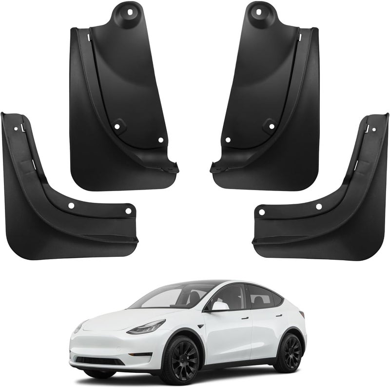 BASENOR 2024 Upgraded Tesla Model Y Mud Flaps Splash Guards Vehicle Sediment Protection No Drilling No Tape Mudflaps Tire Protector Mudflaps All Weather Tesla Exterior Accessories (Set of 4) Batch uniform stable quality - Image 1