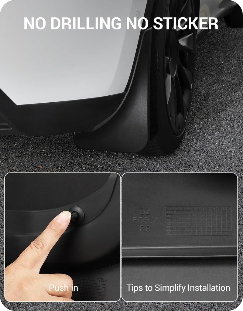 BASENOR 2024 Upgraded Tesla Model Y Mud Flaps Splash Guards Vehicle Sediment Protection No Drilling No Tape Mudflaps Tire Protector Mudflaps All Weather Tesla Exterior Accessories (Set of 4) Batch uniform stable quality - Image 5