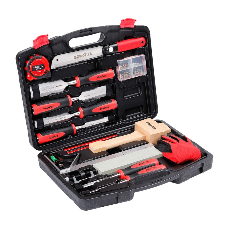 KingTool 87 Pc. Advanced Wood Chisel Set with Storage Case Including Superior Chisels | Heat-Treated Cr-V Alloy Blades Premium Chisel Set for Carpentry Craftsman - Image 1