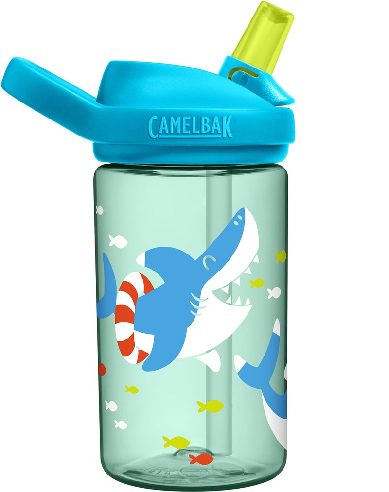 CamelBak Kids Eddy+ Bite Valve Straw Tritan Renew Water Bottle Summer Sharks, 14oz - Image 2