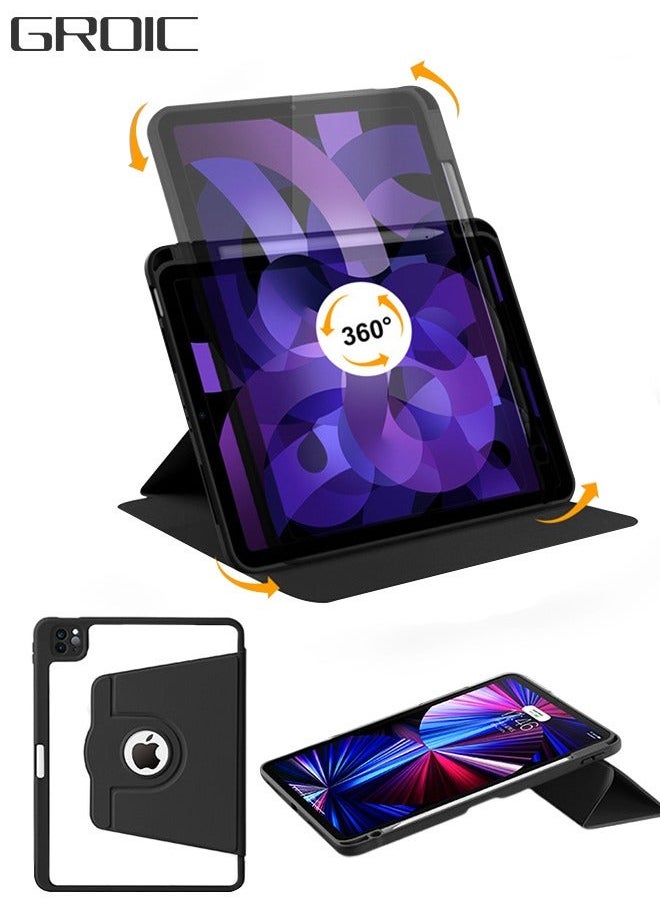 GROIC Cover for iPad Pro 11" 2022 Leather Slim Case with Pencil Holder, 360° Rotation & Auto Wake/Sleep Premium Folio Stand Flexible Viewing Angles Magnetic Shockproof  - Image 1