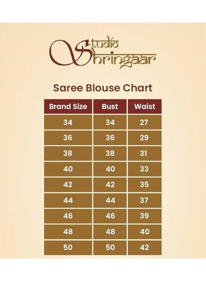 Studio Shringaar Women's Readymade Brocade Short Sleeves Saree Blouse - Image 4