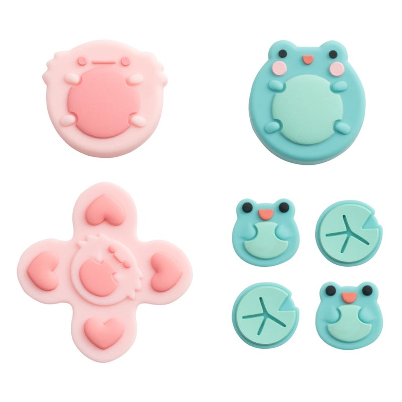 GeekShare Silicone Cross DPad Button Caps Set Joystick Cover ABXY Key Buttons Sticker Compatible with SwitchOLED Joystick Frog Axolotl - Image 2