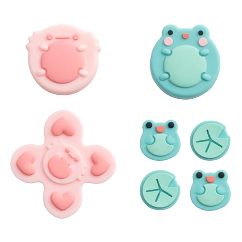GeekShare Silicone Cross DPad Button Caps Set Joystick Cover ABXY Key Buttons Sticker Compatible with SwitchOLED Joystick Frog Axolotl - Image 1