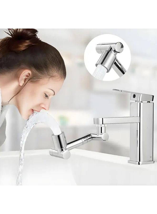 Silvery Copper Shower Head Faucet Aerator 2 Modes 1440 Rotation Quick Release Rectangle Shape - Image 2