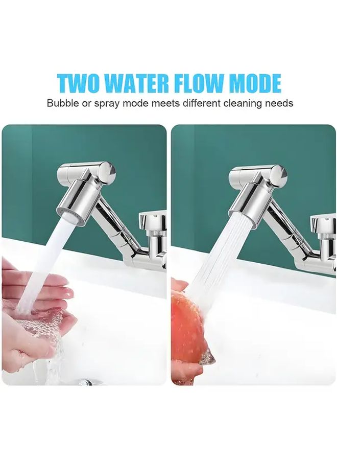 Silvery Copper Shower Head Faucet Aerator 2 Modes 1440 Rotation Quick Release Rectangle Shape - Image 3
