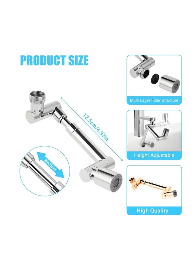 Silvery Copper Shower Head Faucet Aerator 2 Modes 1440 Rotation Quick Release Rectangle Shape - Image 5