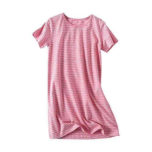 Uobzyaq Princess Nightgowns for Toddler Girls Cotton Stripe Sleepwear Pajamas Summer Short Sleeve Nightdress for 3-10 Years Watermelon Red Size 5-6Years(120) - Image 1