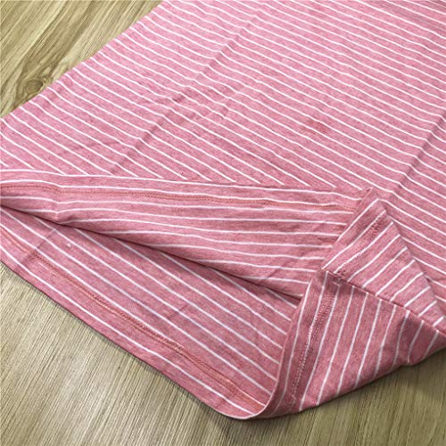 Uobzyaq Princess Nightgowns for Toddler Girls Cotton Stripe Sleepwear Pajamas Summer Short Sleeve Nightdress for 3-10 Years Watermelon Red Size 5-6Years(120) - Image 5