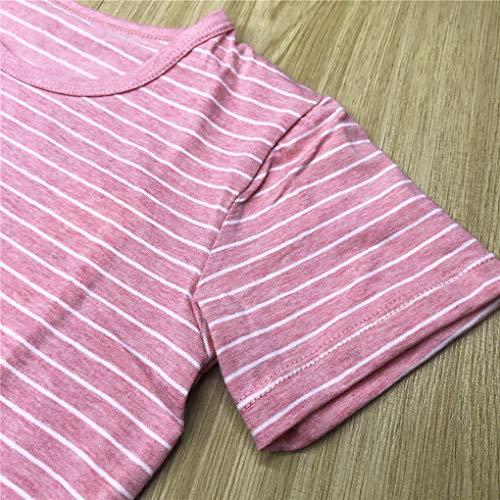 Uobzyaq Princess Nightgowns for Toddler Girls Cotton Stripe Sleepwear Pajamas Summer Short Sleeve Nightdress for 3-10 Years Watermelon Red Size 5-6Years(120) - Image 4