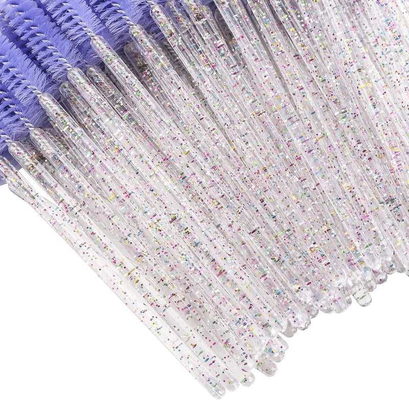 BTYMS 100 Pieces Disposable Eyelash Brush Mascara Wnad Brow Spoolie Brush Lash Applicator Spooly for Lash Extensions - Purple - Image 4