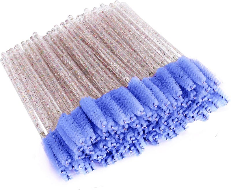 BTYMS 100 Pieces Disposable Eyelash Brush Mascara Wnad Brow Spoolie Brush Lash Applicator Spooly for Lash Extensions - Purple - Image 1