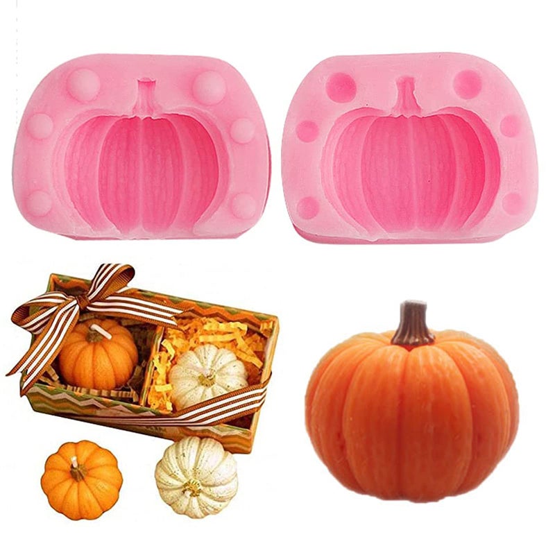 Rainmae Rainmae 5Pcs Autumn 3D Pumpkin Silicone Mold  Mini Pumpkin Mold for Thankgiving Cupcake Molds  Maple Leaves Fondant Cake Decorating Chocolate Candy Clay Moulds for Fall Thanks Giving  - Image 2