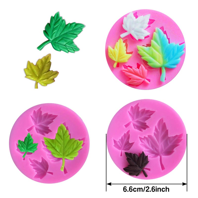 Rainmae Rainmae 5Pcs Autumn 3D Pumpkin Silicone Mold  Mini Pumpkin Mold for Thankgiving Cupcake Molds  Maple Leaves Fondant Cake Decorating Chocolate Candy Clay Moulds for Fall Thanks Giving  - Image 3