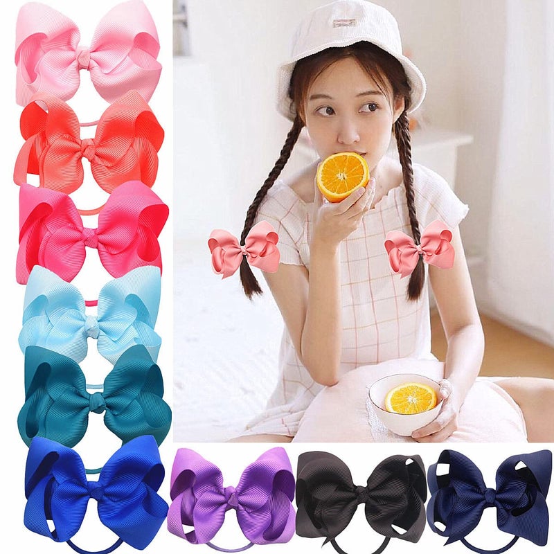 ZOONAI 4 Inch Baby Girl Toddlers Hair Bows Elastic Hair Tie Accessories Bow Ponytail Holder Rubber Hair Bands for Girls Kids Teens  Set of 2 Yellow - Image 3