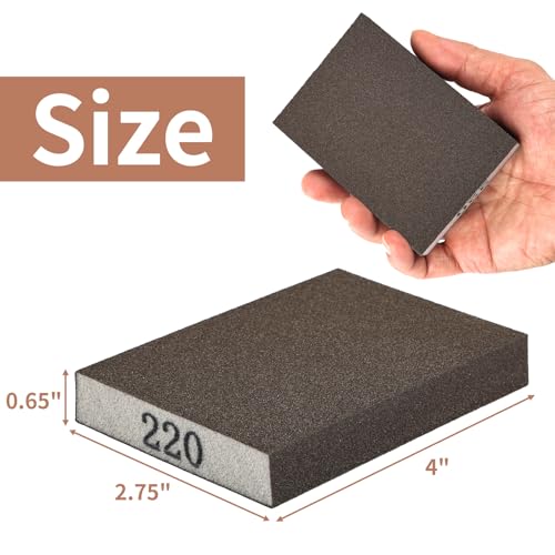 MOWPOG 8 Pack Sanding Sponge, Sanding Blocks 220 Grit, Sand Paper for Wood Furniture, Sander Pads, Washable and Reusable Sandpaper for Drywall Metal Glasses Repair (220 Grit) - Image 2