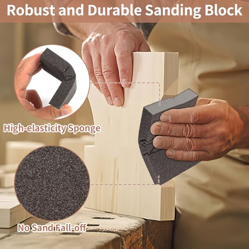 MOWPOG 8 Pack Sanding Sponge, Sanding Blocks 220 Grit, Sand Paper for Wood Furniture, Sander Pads, Washable and Reusable Sandpaper for Drywall Metal Glasses Repair (220 Grit) - Image 4