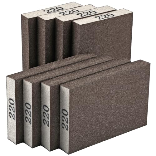 MOWPOG 8 Pack Sanding Sponge, Sanding Blocks 220 Grit, Sand Paper for Wood Furniture, Sander Pads, Washable and Reusable Sandpaper for Drywall Metal Glasses Repair (220 Grit) - Image 1