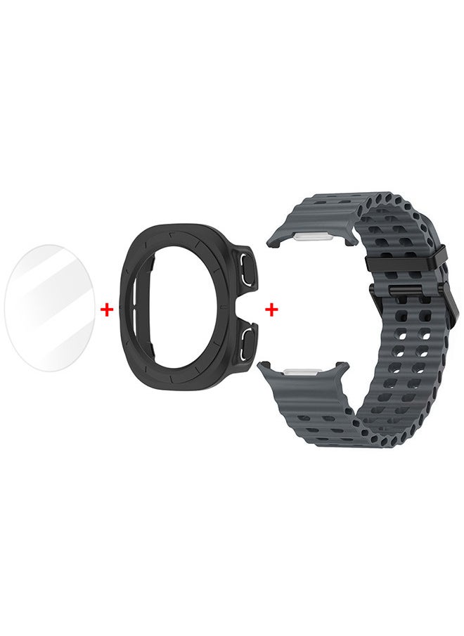 CATANES (for Samsung Galaxy Watch 7 Ultra) 3 Packs Silicone Band, Case and Screen Protector, Soft Ocean Silicone Sport Strap Replacement Accessory  - Image 3