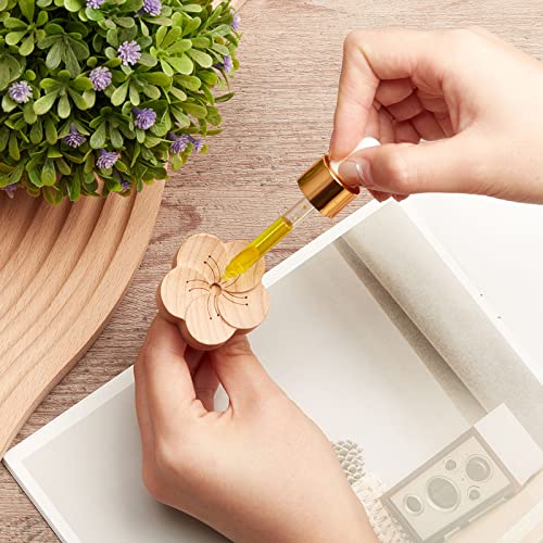Zubebe موزع زيت عطري من خشب زوبebe 4 عبوات ديكور بسيط معطر هواء السيارة موزع زهور مع مشبك للعلاج بالروائح للسيارة المكتب غرفة النوم - Image 3