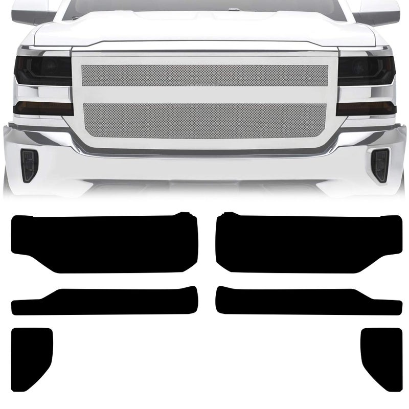 NDRUSH Blackout Headlights Foglight Vinyl Tint Film Precut Overlay Wrap Cover Compatible with Chevy Silverado 1500 2016 2017 2018