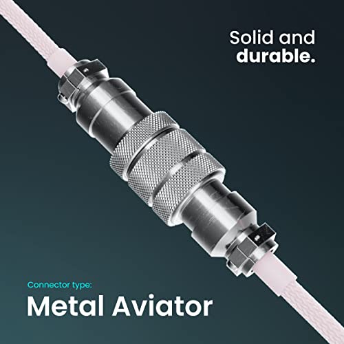 PWNAGE Ultra Custom Coiled Aviator USB C Cable for Gaming Keyboard, Double-Sleeved Mechanical Keyboard Cable with Detachable Metal Aviator, 1.8M USB-A to USB-C, Pink Color (Pink) - Image 5