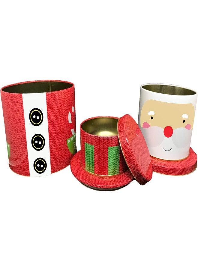 ALEF Christmas/Holiday Decorative Small Stacking Tins (Santa) - Image 2