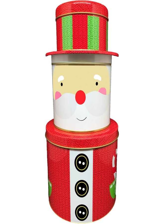 ALEF Christmas/Holiday Decorative Small Stacking Tins (Santa) - Image 1